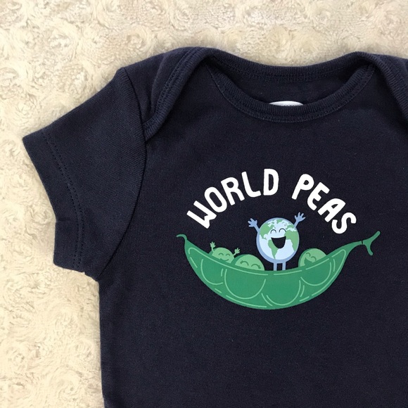 Old Navy World Peas Bodysuit 3-6 Months Blue Green - Picture 2 of 4
